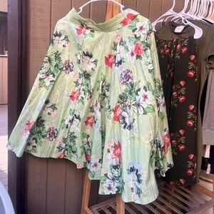 Vintage Zara Green Floral Midi Skirt